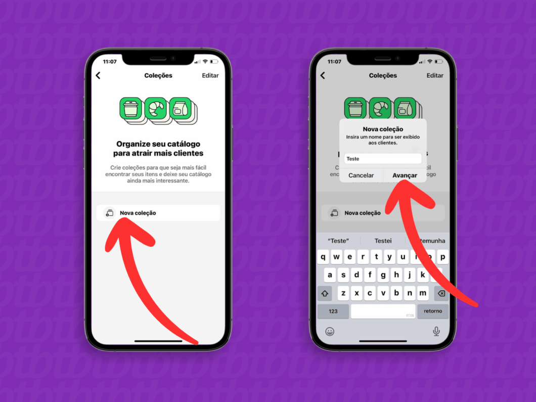 Criando uma coleção no catálogo do WhatsApp Business