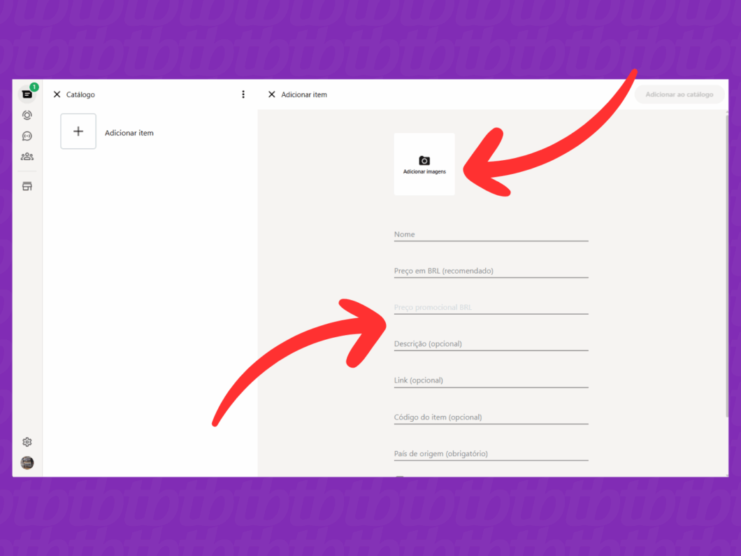 Cadastrando o novo item no catálogo