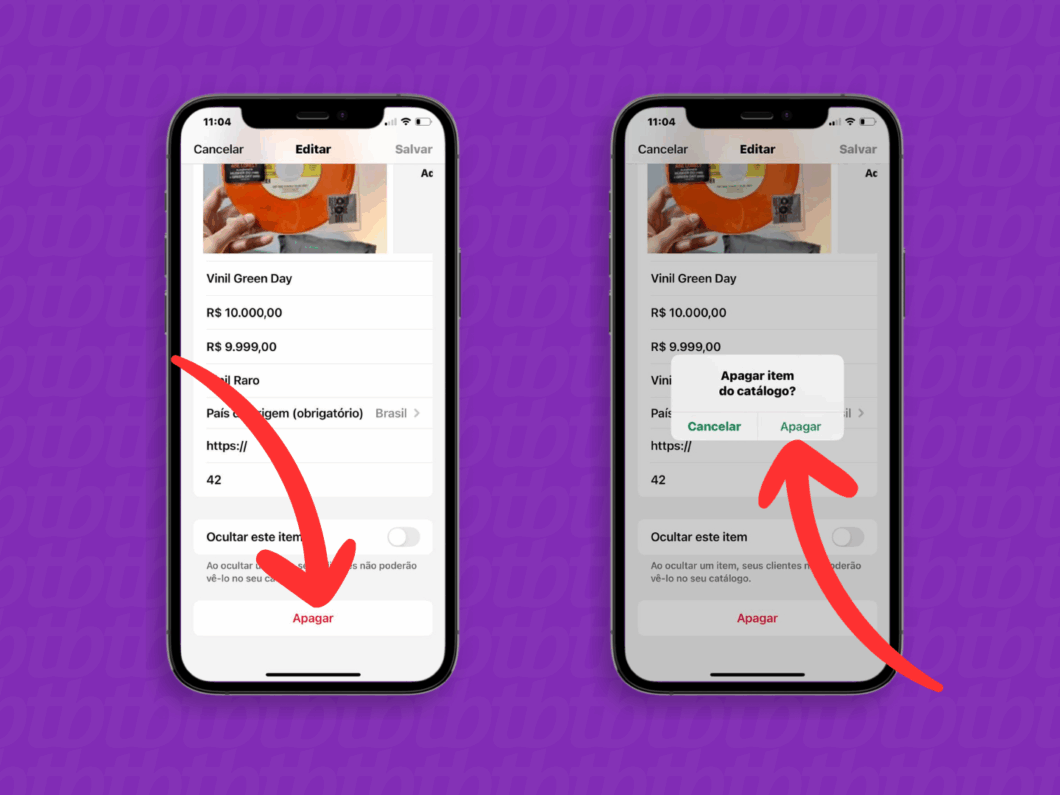 Excluindo o item do catálogo