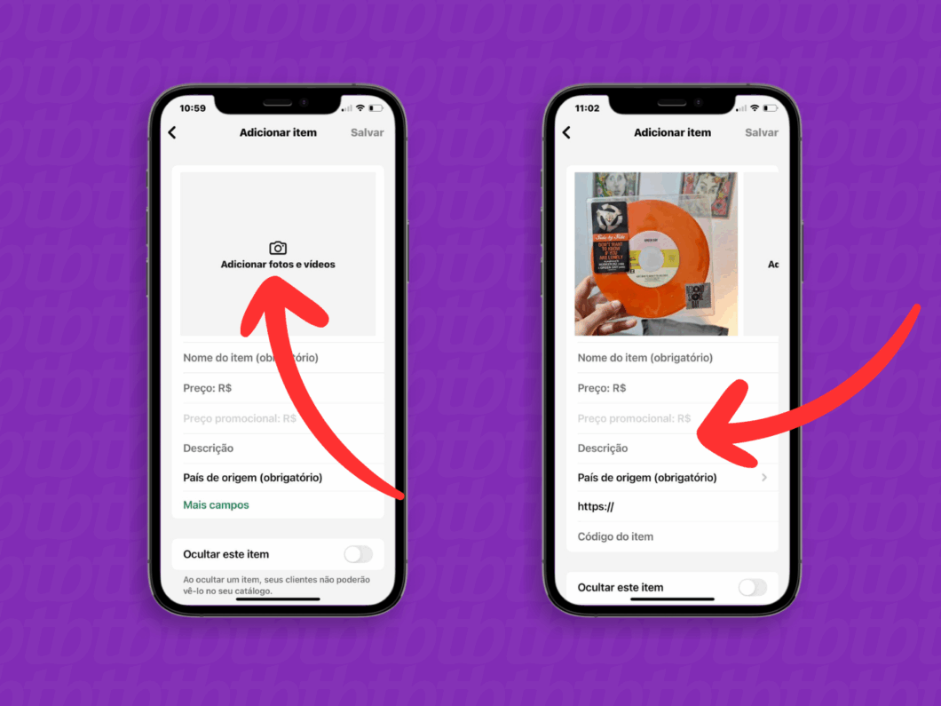 Cadastrando o item no catálogo