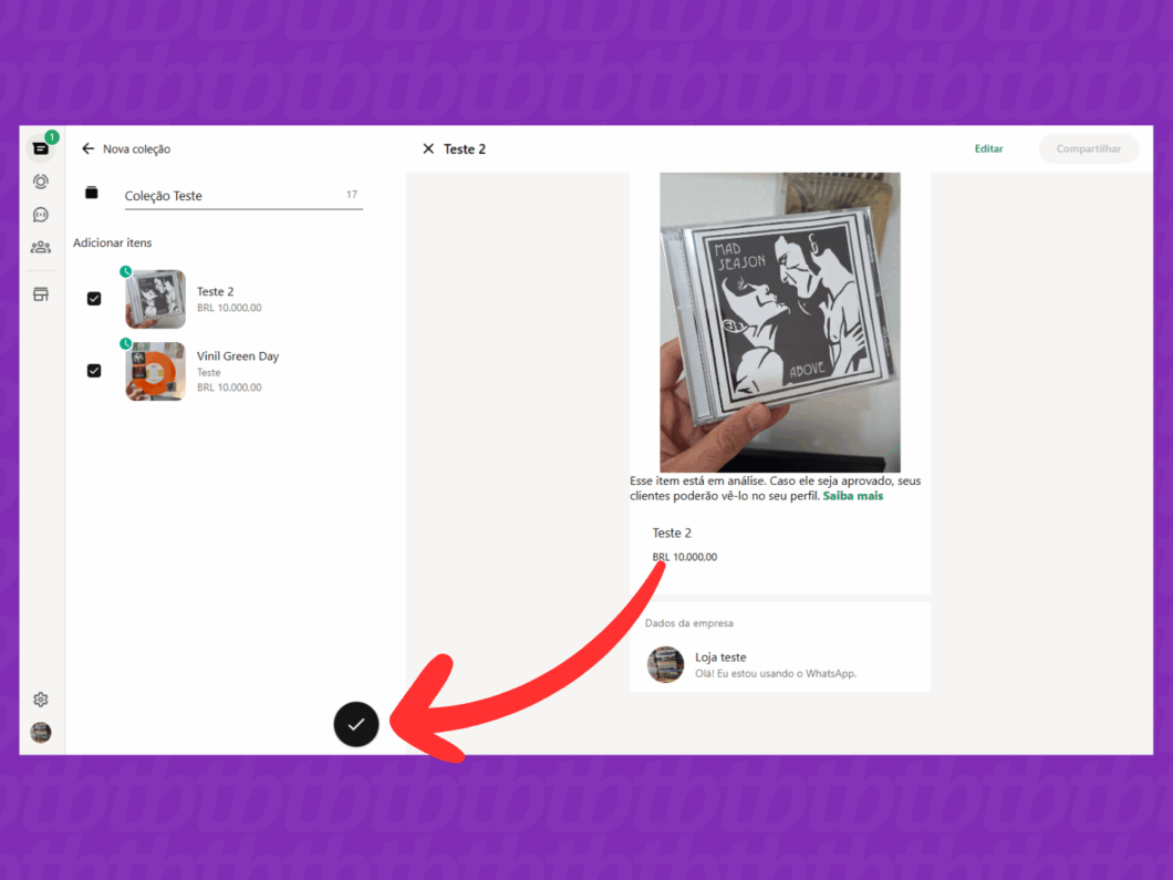 Salvando os itens da coleção