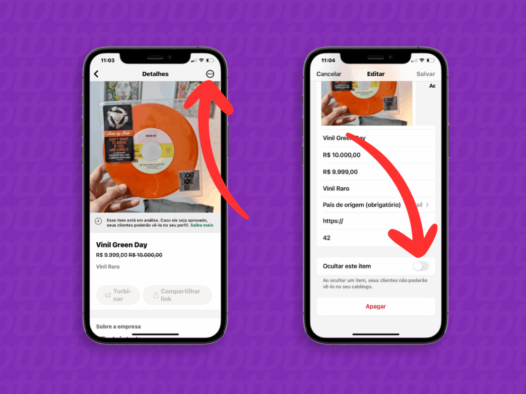 Ocultando o item do catálogo
