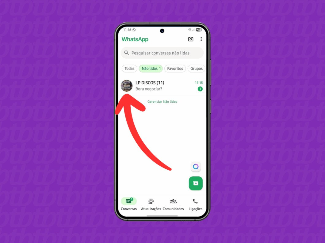 Abrindo a conversa com uma conta comercial do WhatsApp