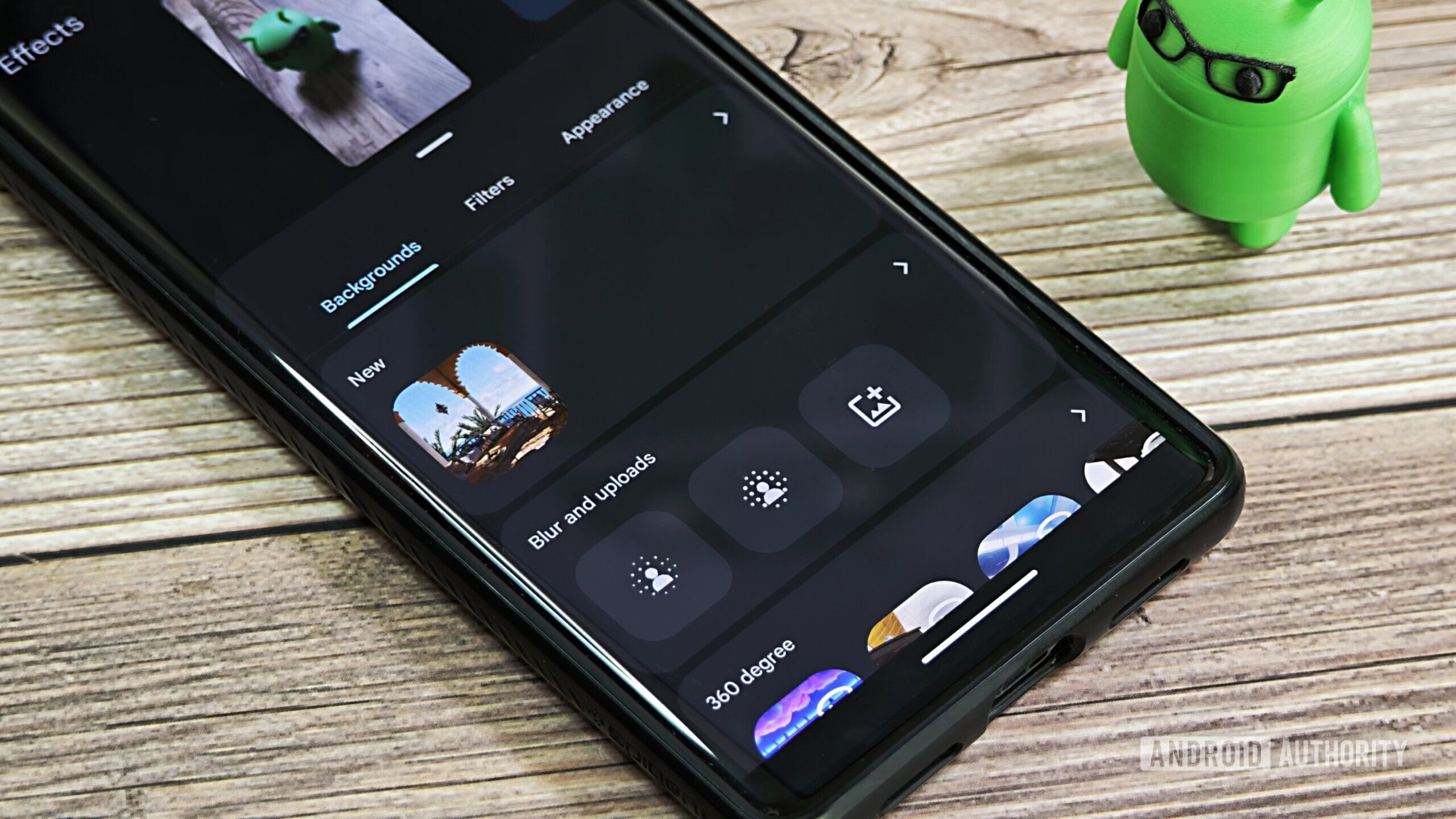 Aplicando efeitos de fundo em uma chamada do Google Meet no Android