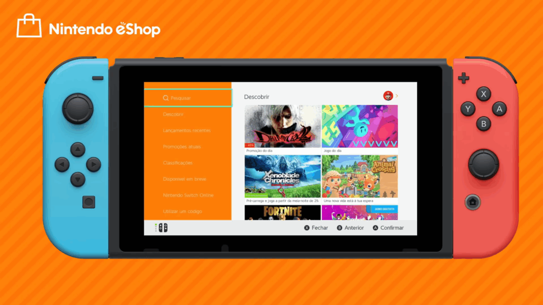 Interface da Nintendo eShop