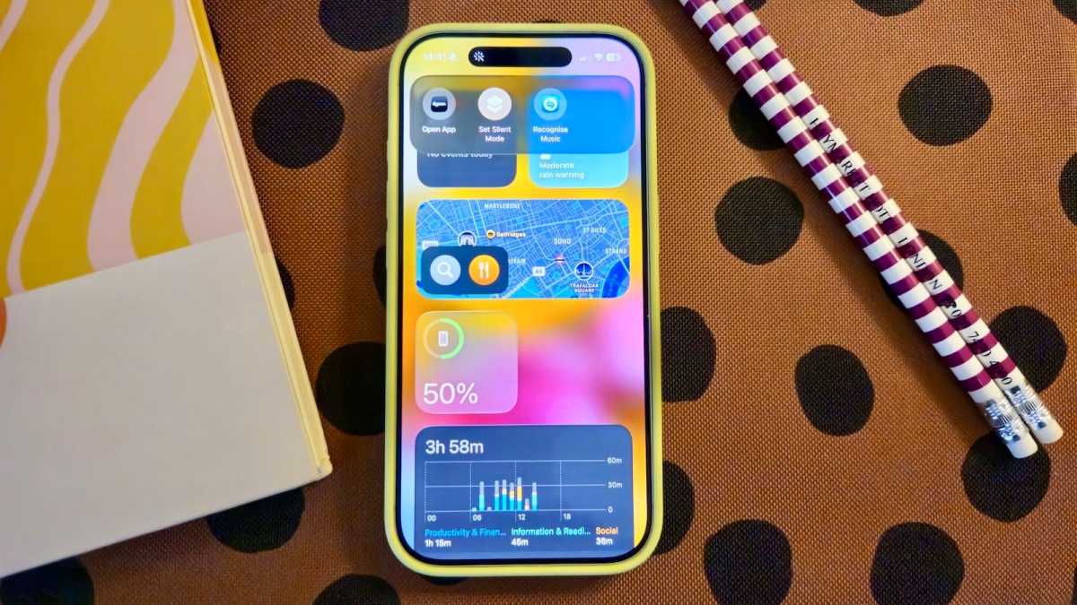Action Button menu on iPhone