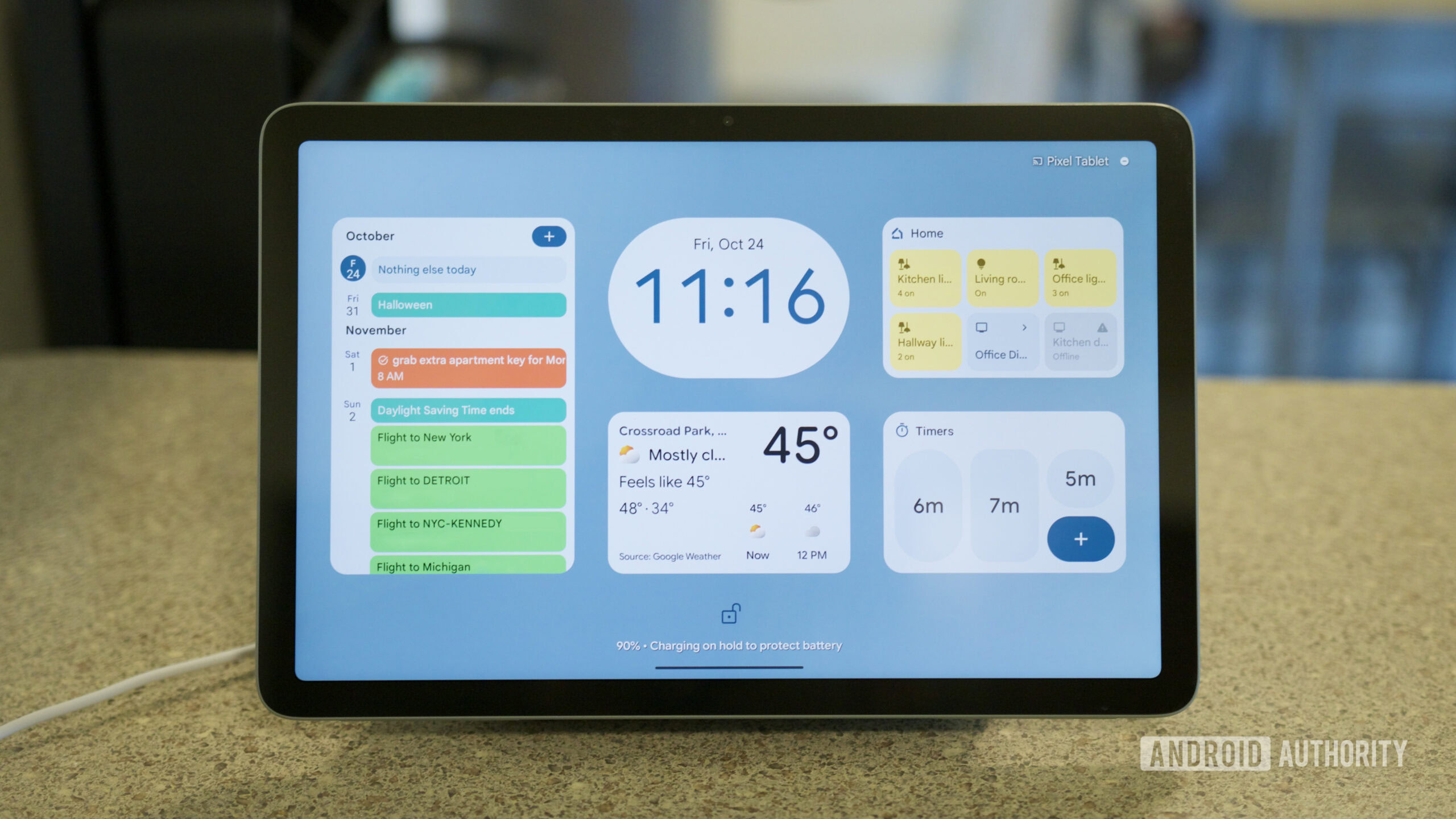 google pixel tablet revisitado em outubro de 2025 2 Widgets da tela de bloqueio no Google Pixel Tablet.