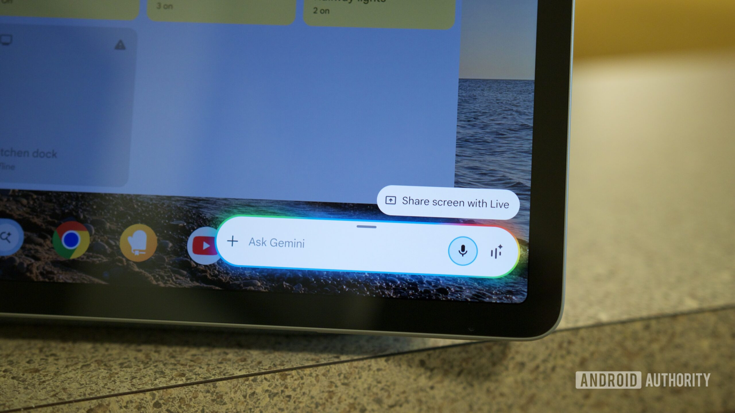 Alerta Gemini no Google Pixel Tablet.