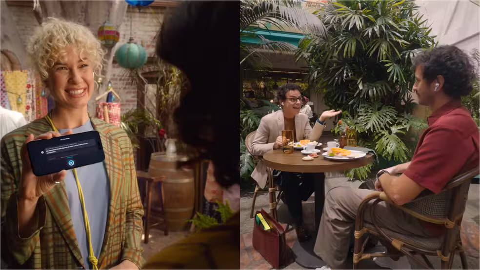 Demonstração do recurso de tradução em tempo real nos novos AirPods Pro.