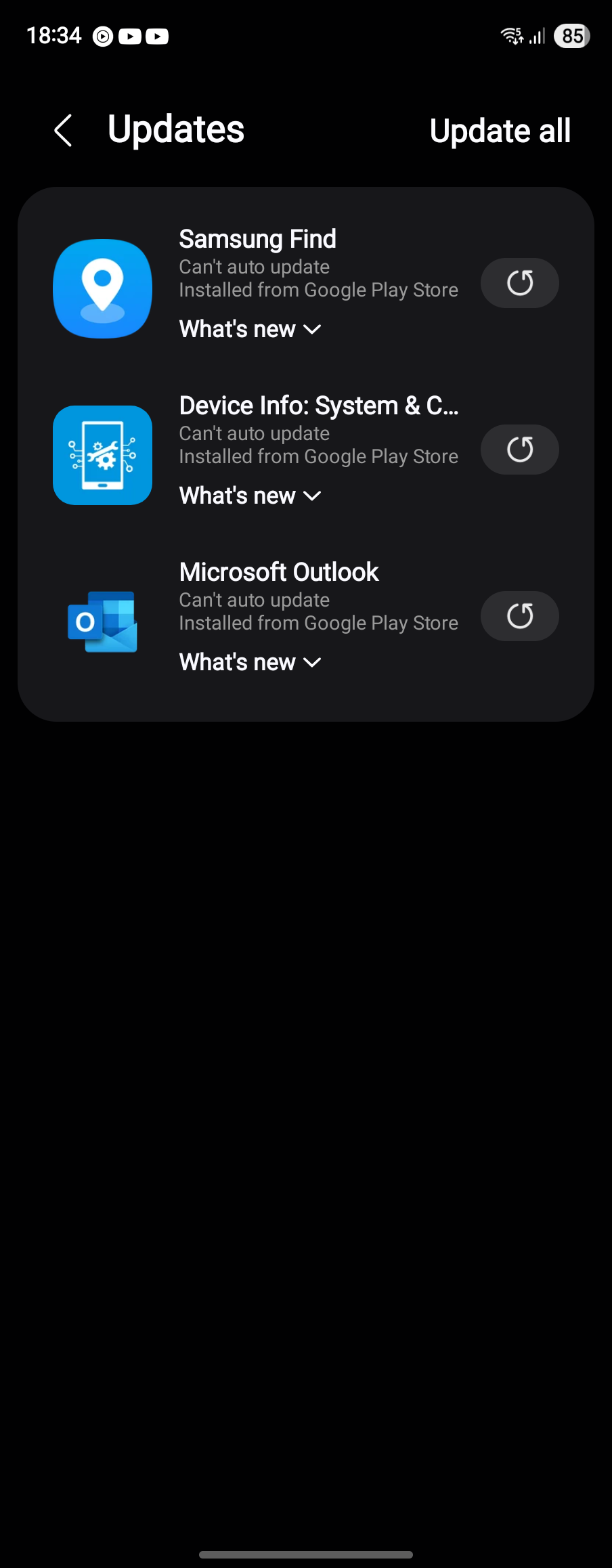 loja galaxy n&atilde;o consegue atualizar