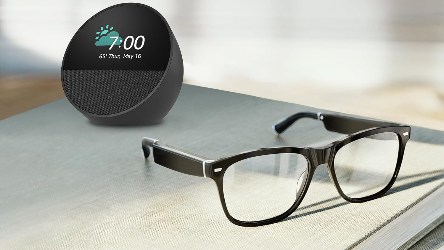 Amazon Echo Spot e Echo Frames na tabela Amazon Echo Spot e Echo Frames na tabela