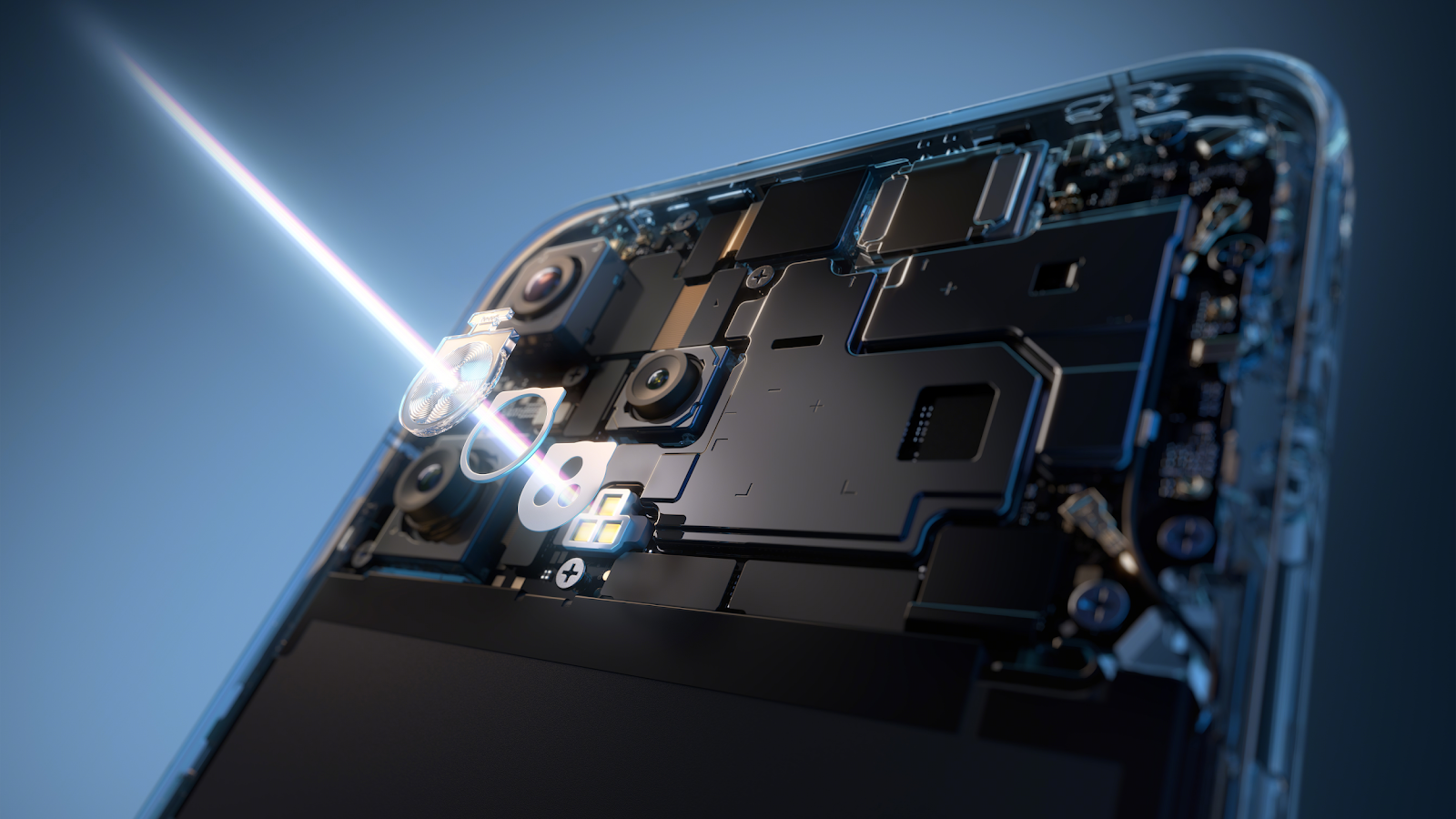 Imagem ilustrativa do sistema de flash triplo do Oppo Reno 14