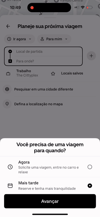 GIF mostra processo de reserva de Uber com a opção Mulheres Motoristas