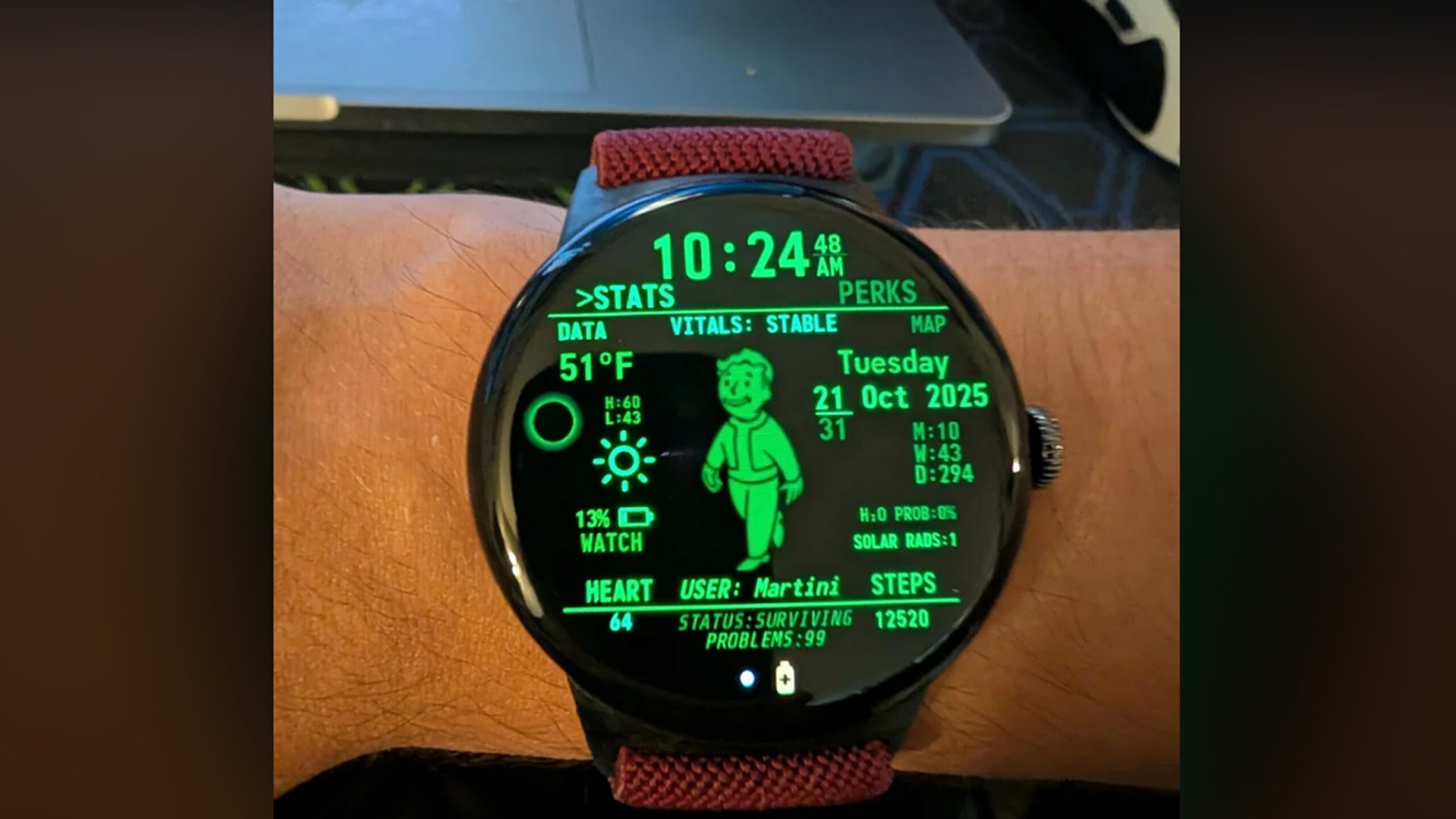 Mostrador do relógio Google Pixel Watch 4 Pip Boy