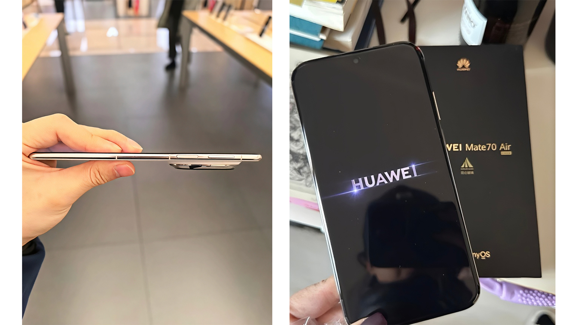Imagens vazadas do Huawei Mate 70 Air com caixa no Weibo