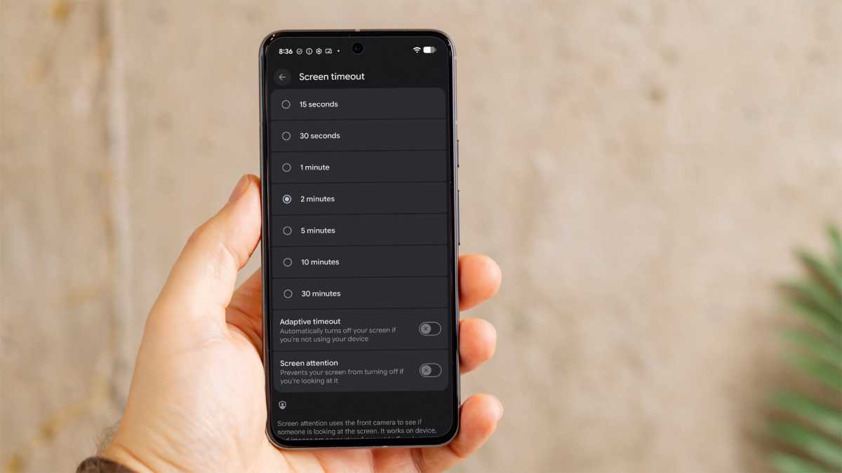 android screen timeout