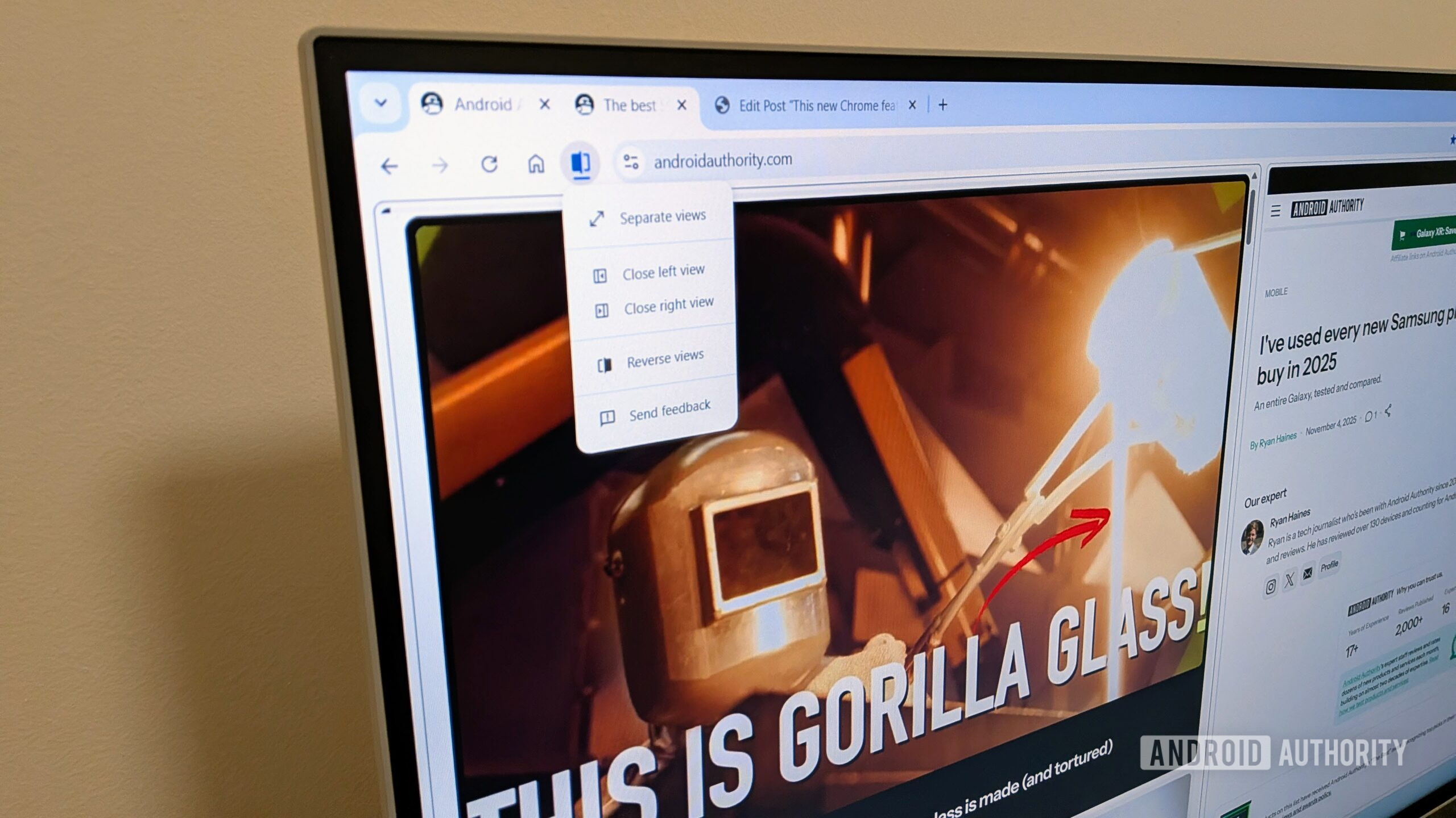 Opções de visualização dividida do Chrome Opções de visualização dividida do Chrome