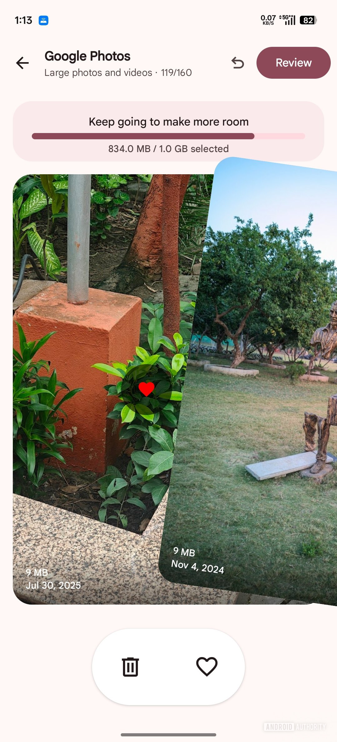 IU estilo Tinder do Google One Storage Manager para limpeza (1)