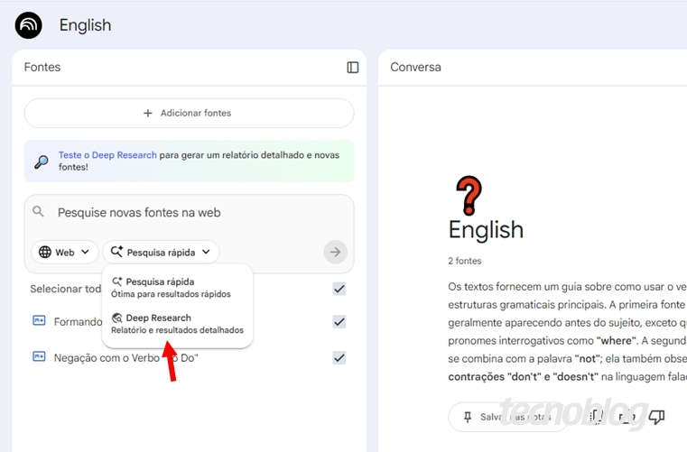 Deep Research no Google NotebookLM