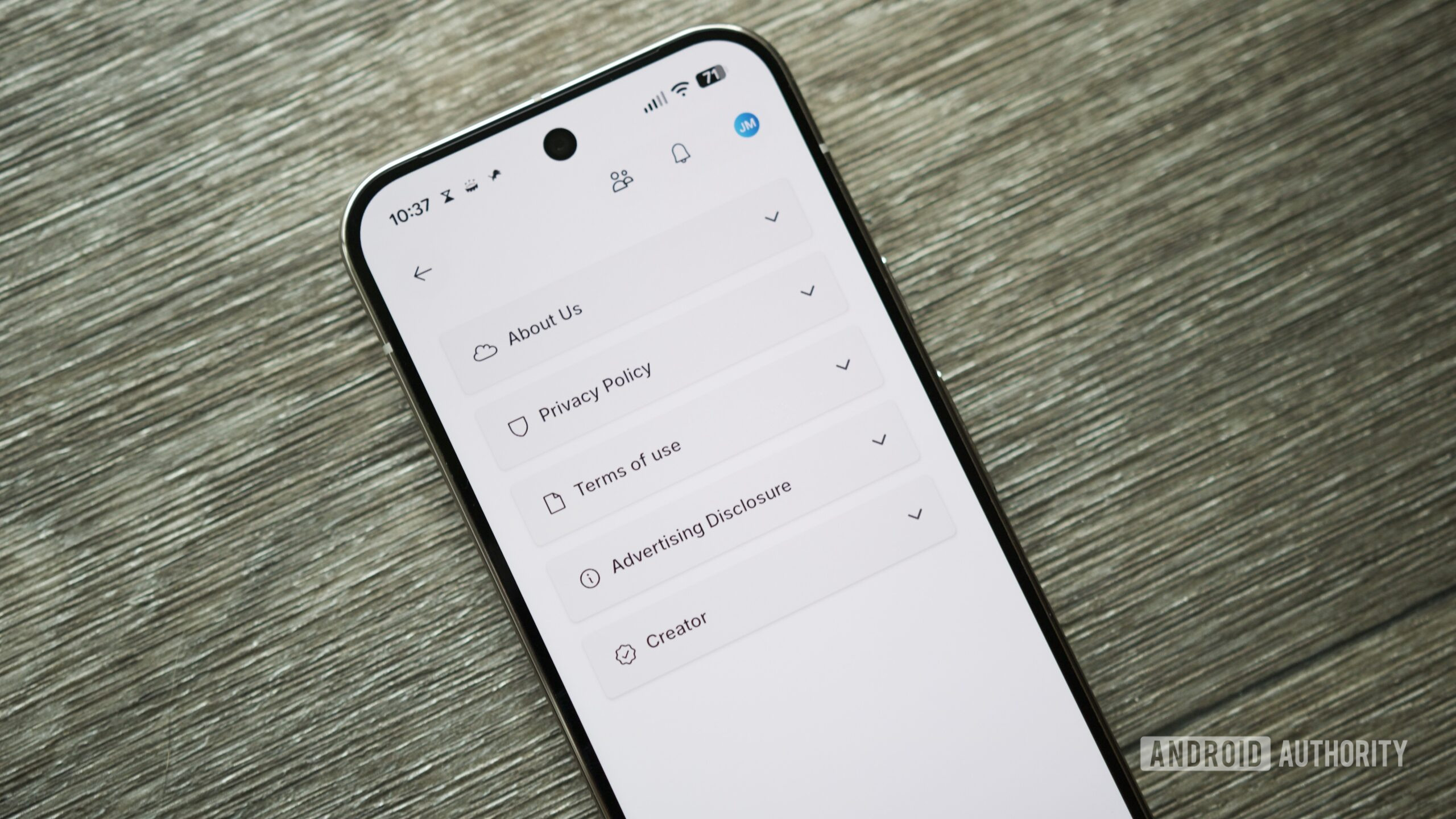 Página Sobre no aplicativo GoWish.