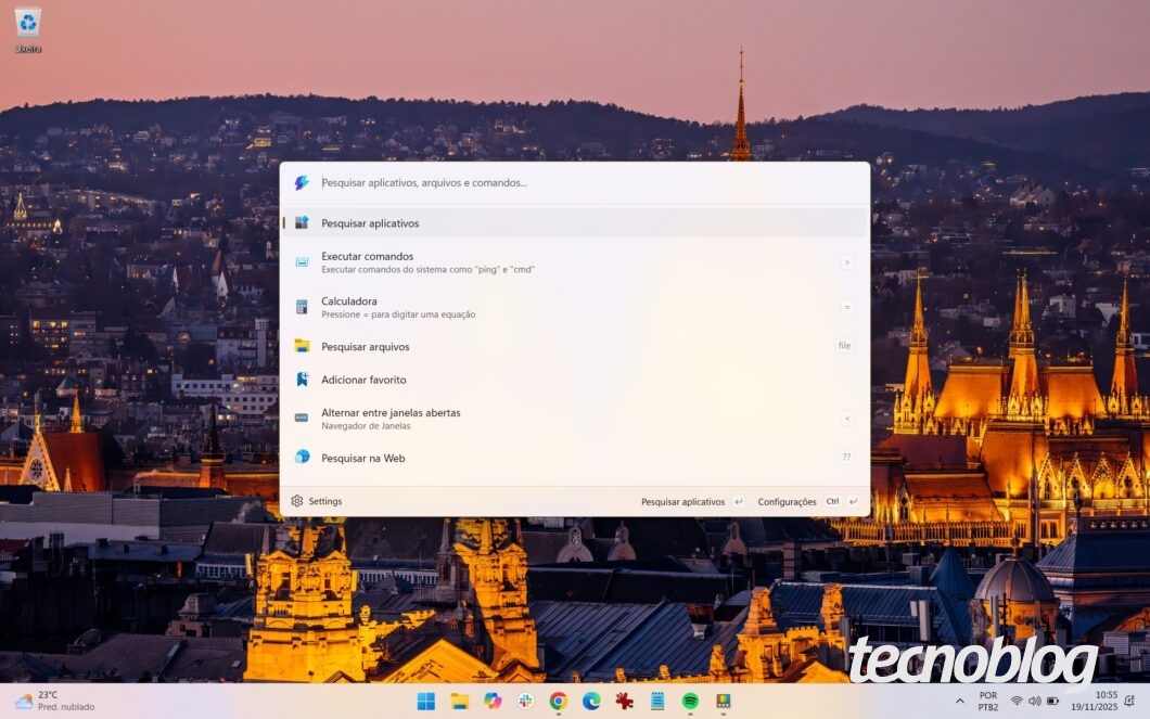 Paleta de Comandos no PowerToys 0.96