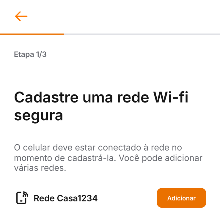 Interface de configuração do Modo Vigilante do Banco Inter, cadastrando uma nova rede Wi-Fi na lista de redes confiáveis do App