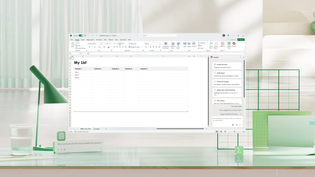Ilustração do ícone "Copilot" no Microsoft Excel