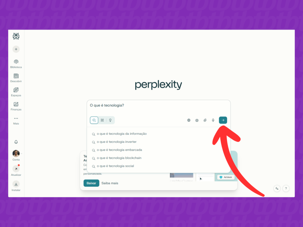 Enviando a pergunta para o Perplexity