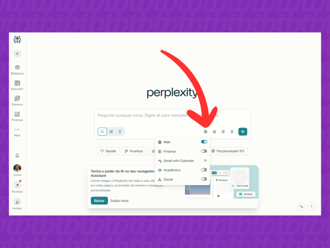 Escolhendo a fonte de pesquisa