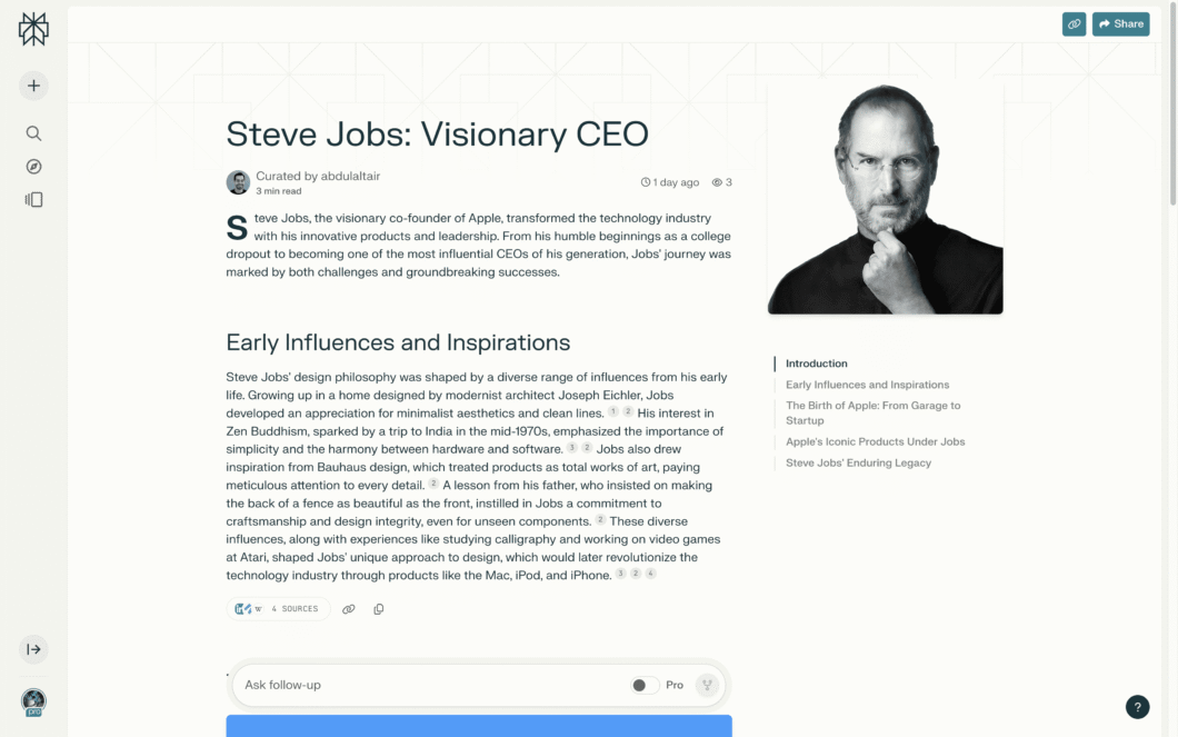 Exemplo de uma Página do Perplexity