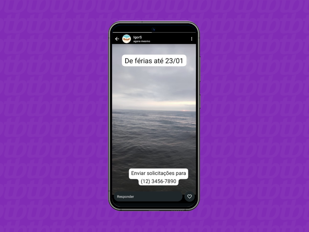 Colocando o aviso de f&eacute;rias no Status do WhatsApp