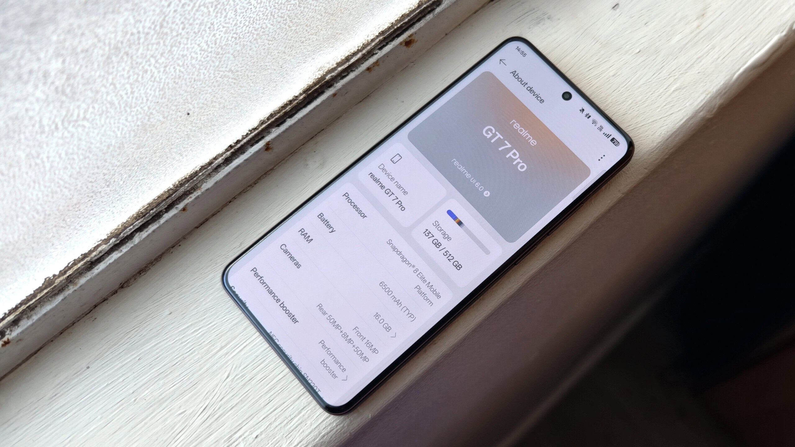 P&aacute;gina de especifica&ccedil;&otilde;es do Realme GT7 Pro editada