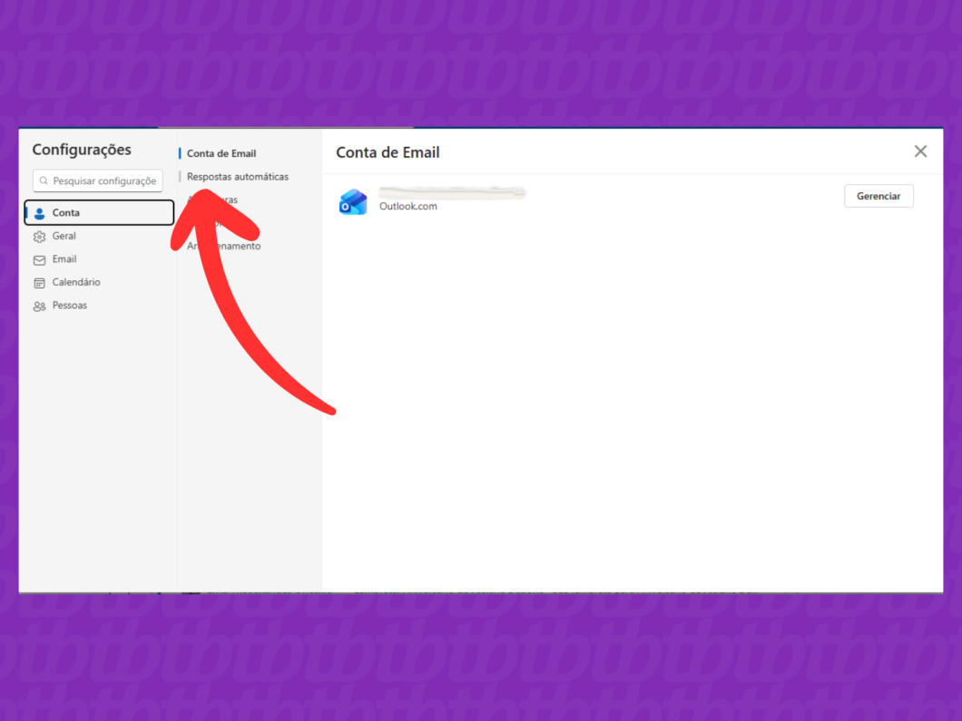 Abrindo a op&ccedil;&atilde;o "Respostas autom&aacute;ticas"