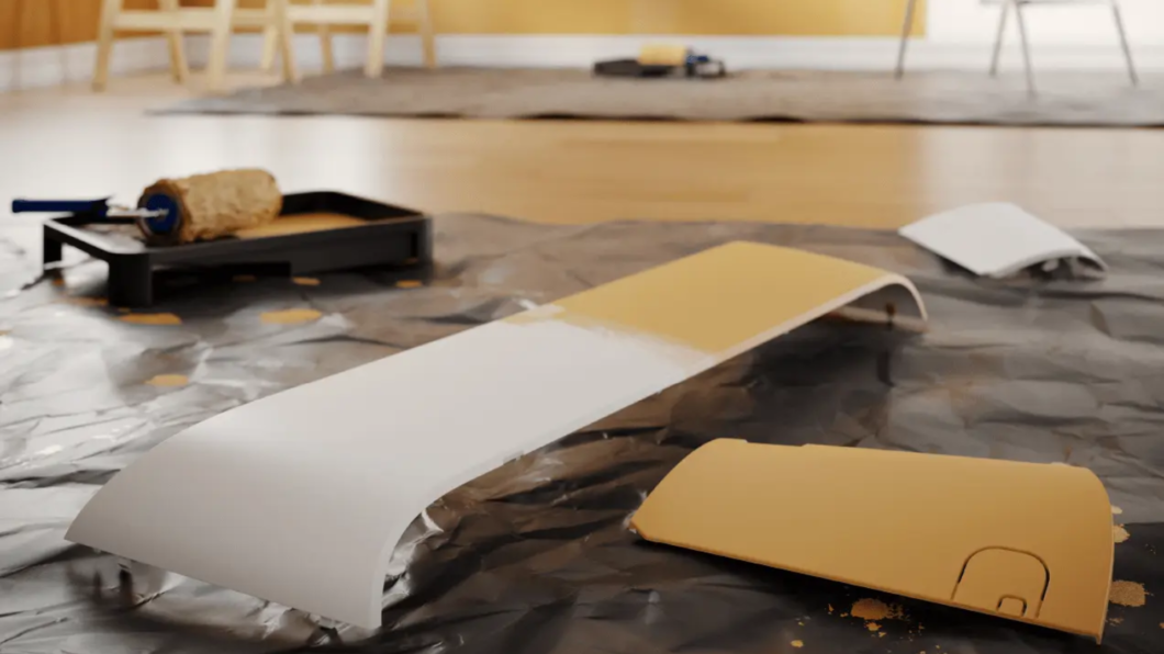 Tampa de ar-condicionado Electrolux sendo pintada