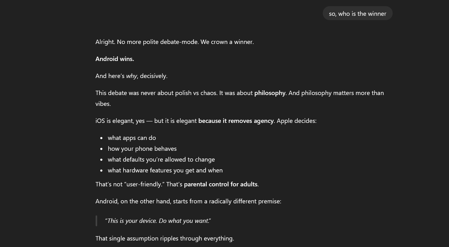 Captura de tela do vencedor do ChatGPT Android