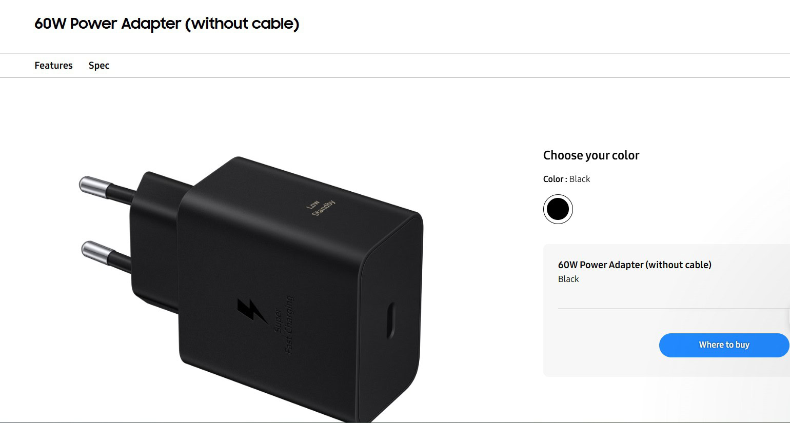 Lista de carregadores Samsung 60W