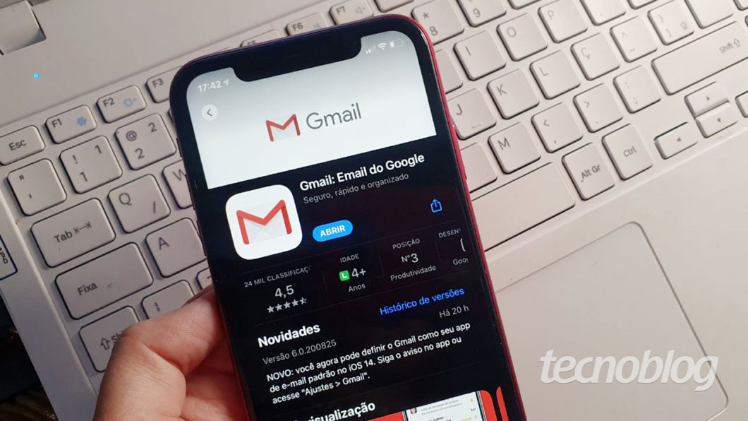 App do Gmail no iPhone (Imagem: Ana Marques/Tecnoblog)