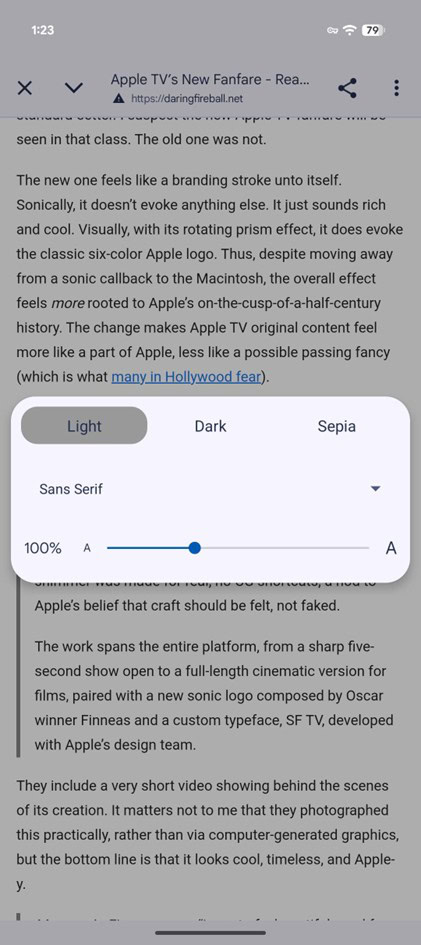Google Chrome para Android modo de leitura antigo 3