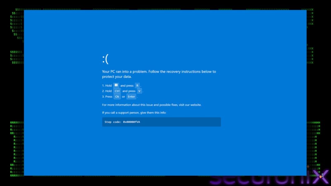 Instru&ccedil;&otilde;es maliciosas na falsa tela azul