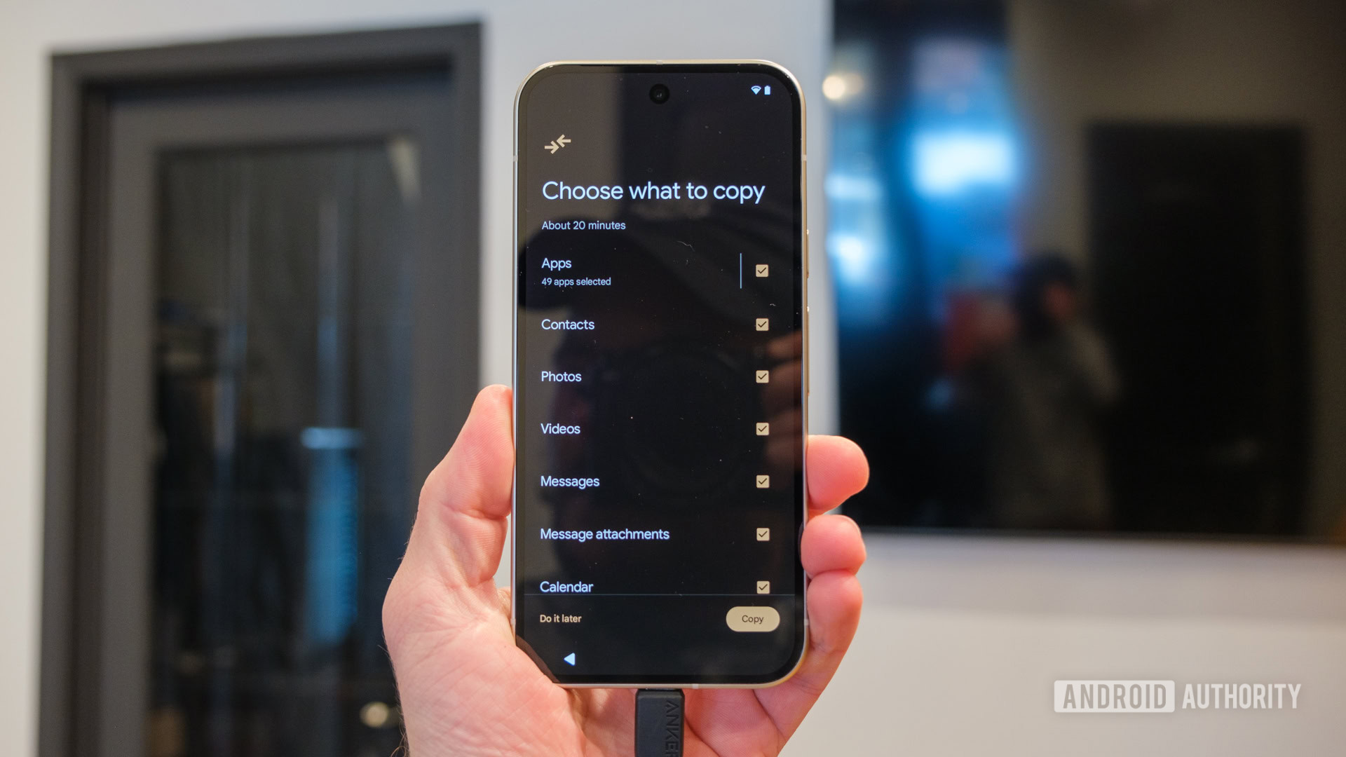 Android Switch escolha o que transferir
