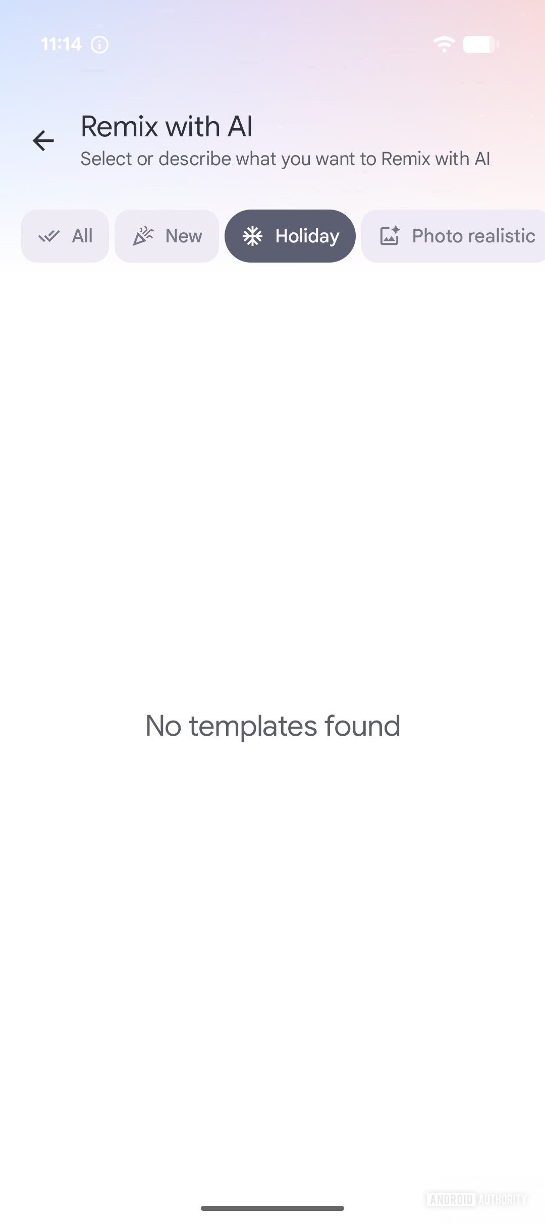 categorias de remix de fotos do Google vazias