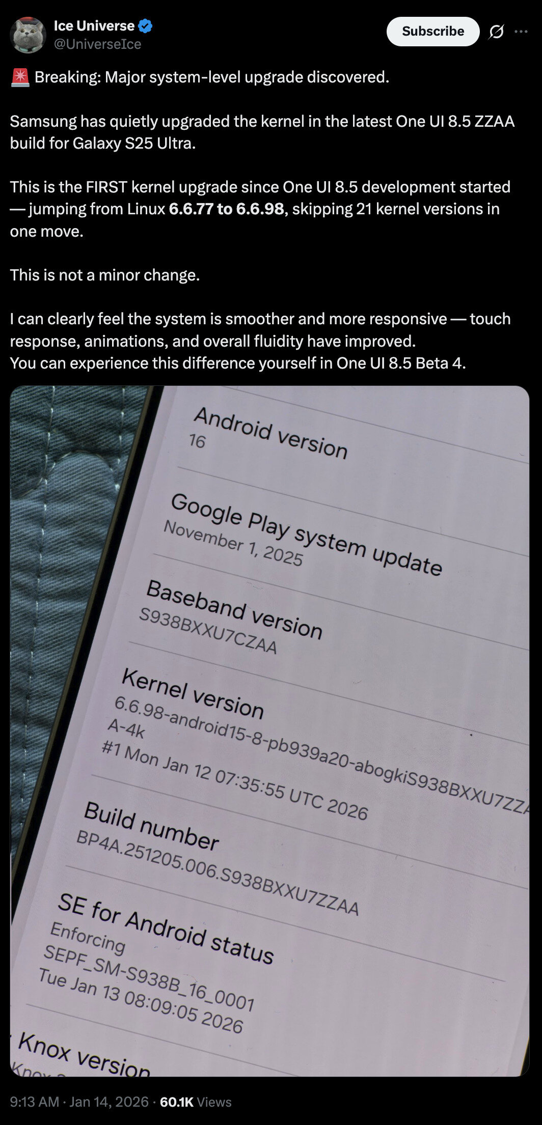 Uma atualiza&ccedil;&atilde;o do kernel UI 8.5