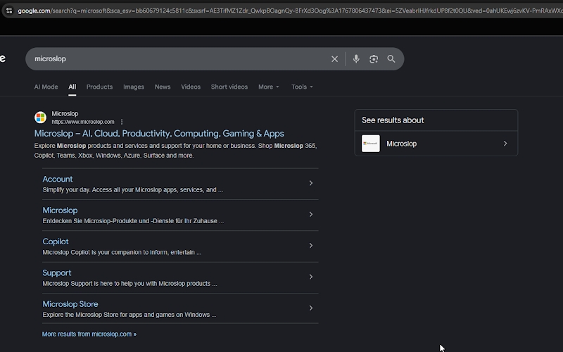 A extens&atilde;o "Microslop" em a&ccedil;&atilde;o