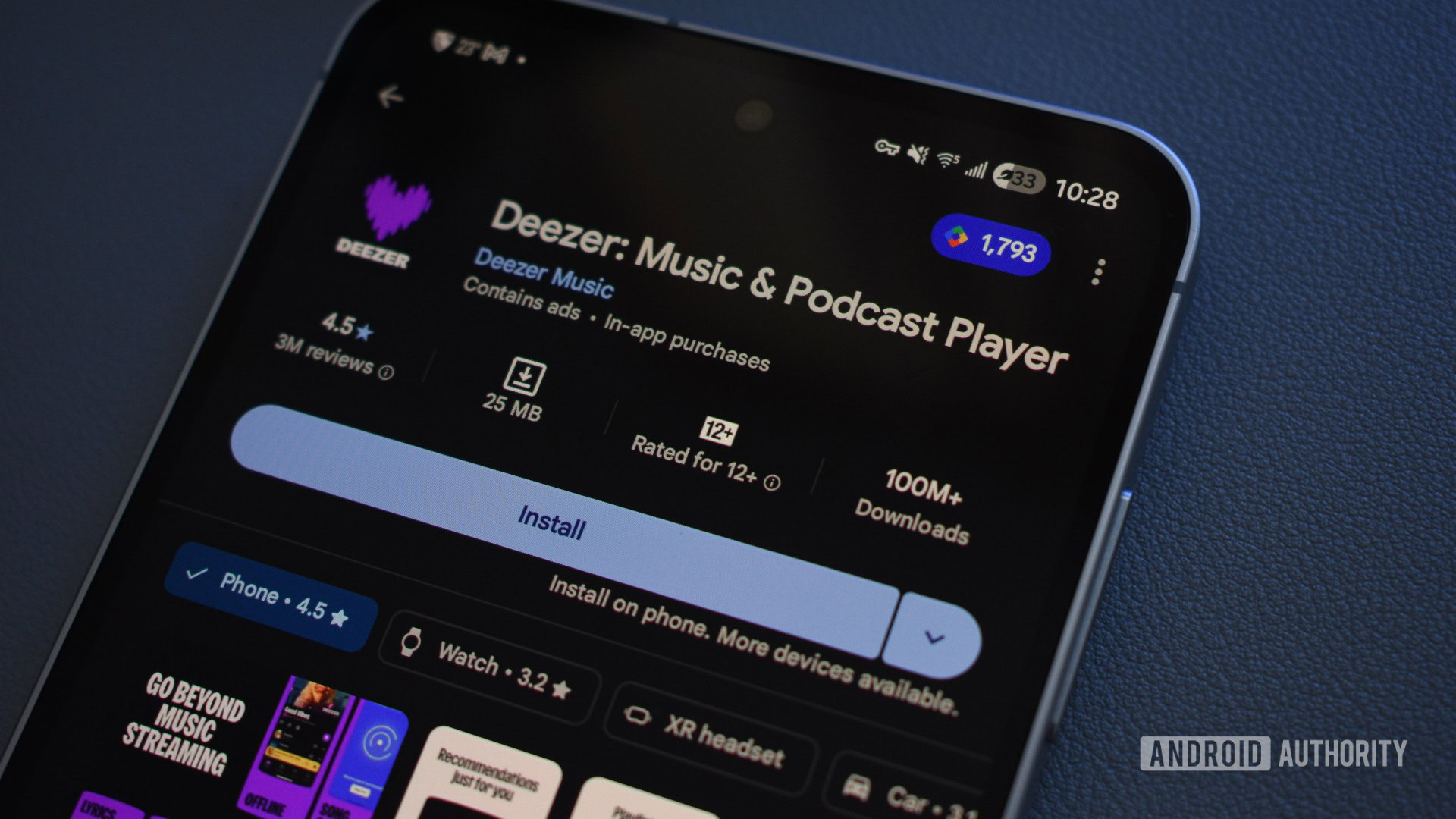 informa&ccedil;&otilde;es de listagem de aplicativos da Google Play Store deezer 1