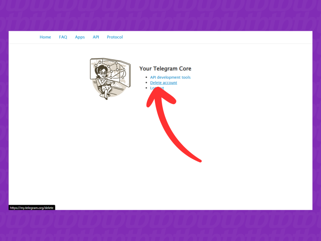 Abrindo a op&ccedil;&atilde;o "Delete account"