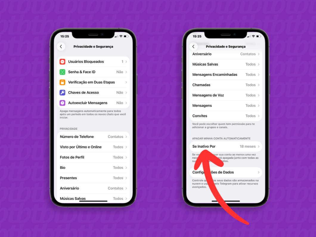 Abrindo a op&ccedil;&atilde;o "Se inativo por"