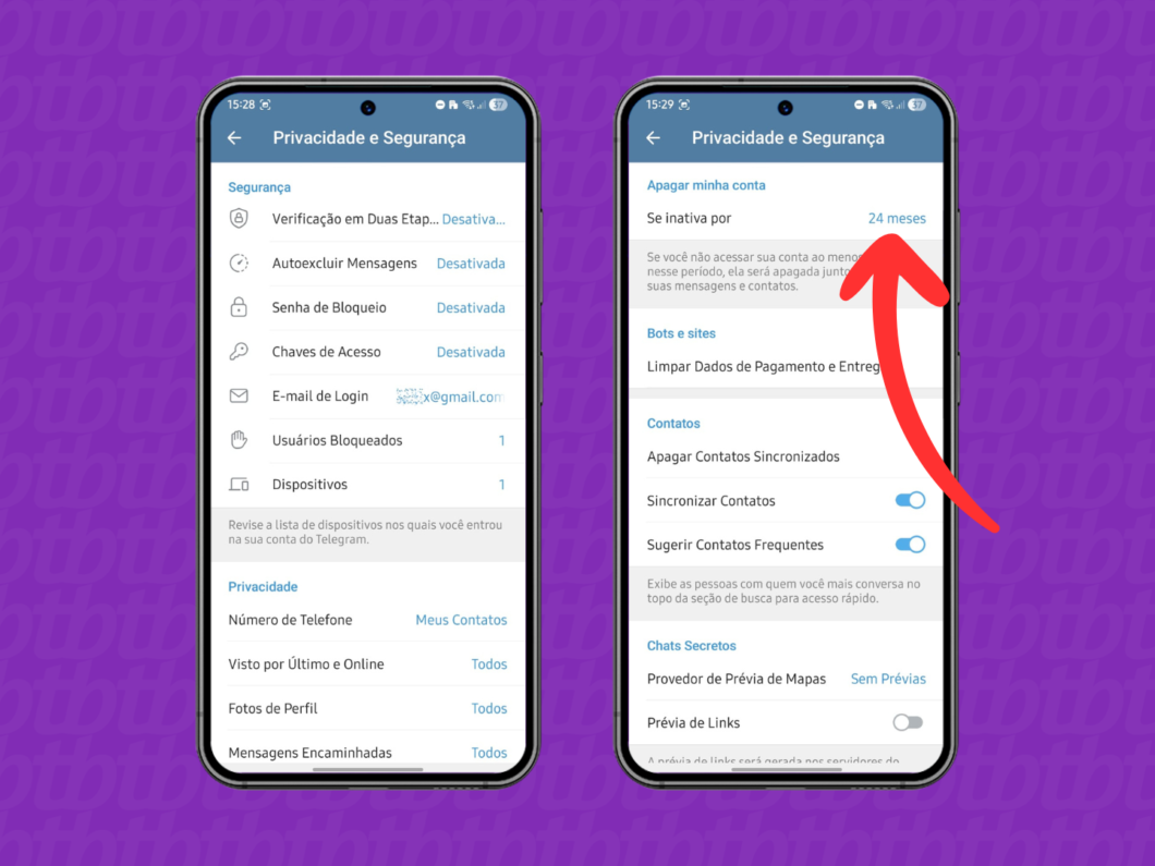 Selecionando a op&ccedil;&atilde;o "Se inativa por"