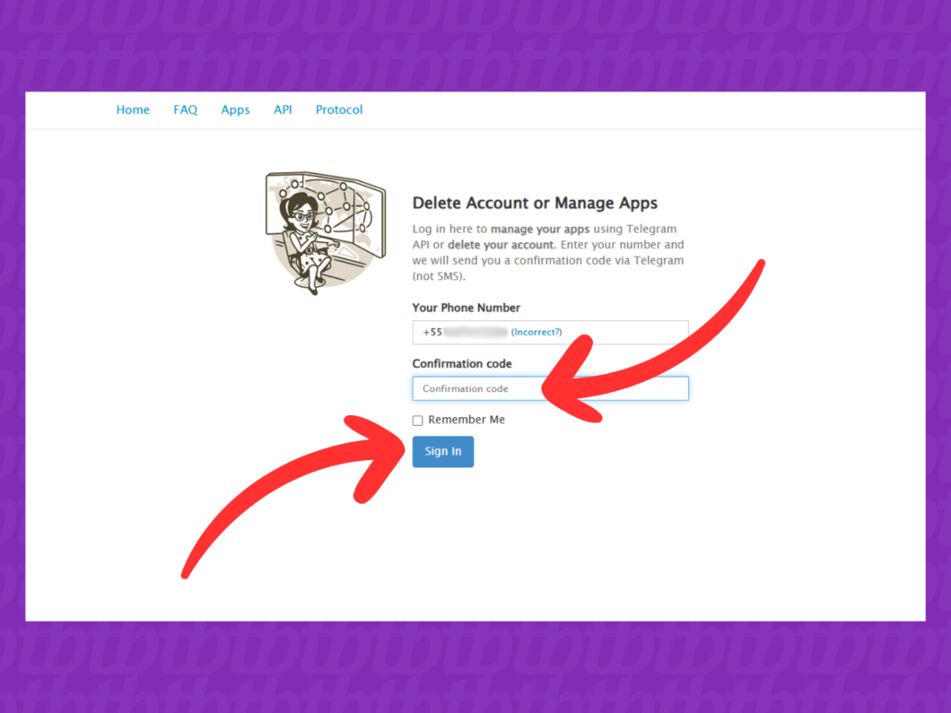 Inserindo o c&oacute;digo de confirma&ccedil;&atilde;o