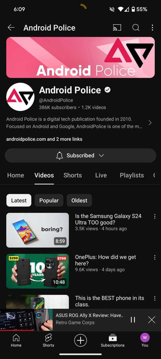 Miniplayer antigo do YouTube