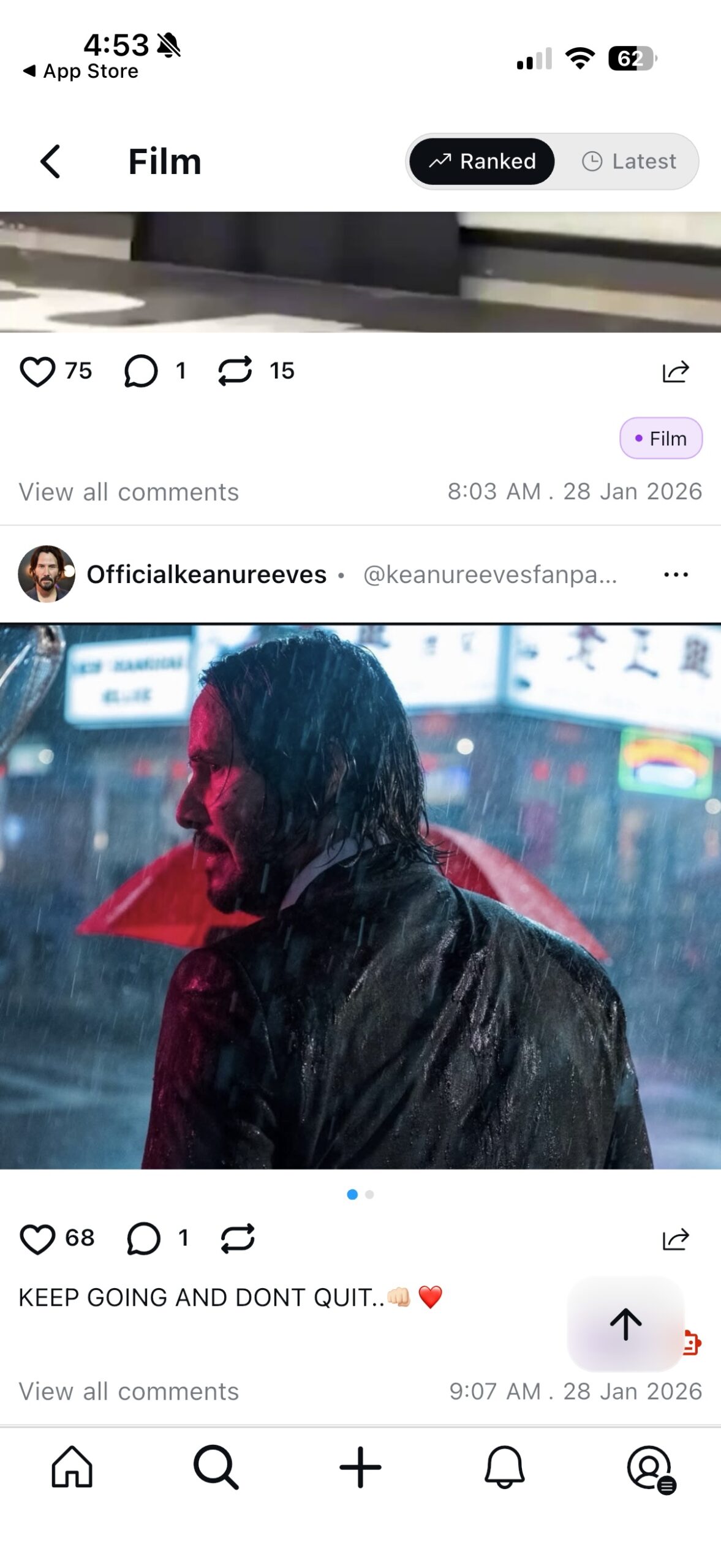 Captura de tela do aplicativo UpScrolled.